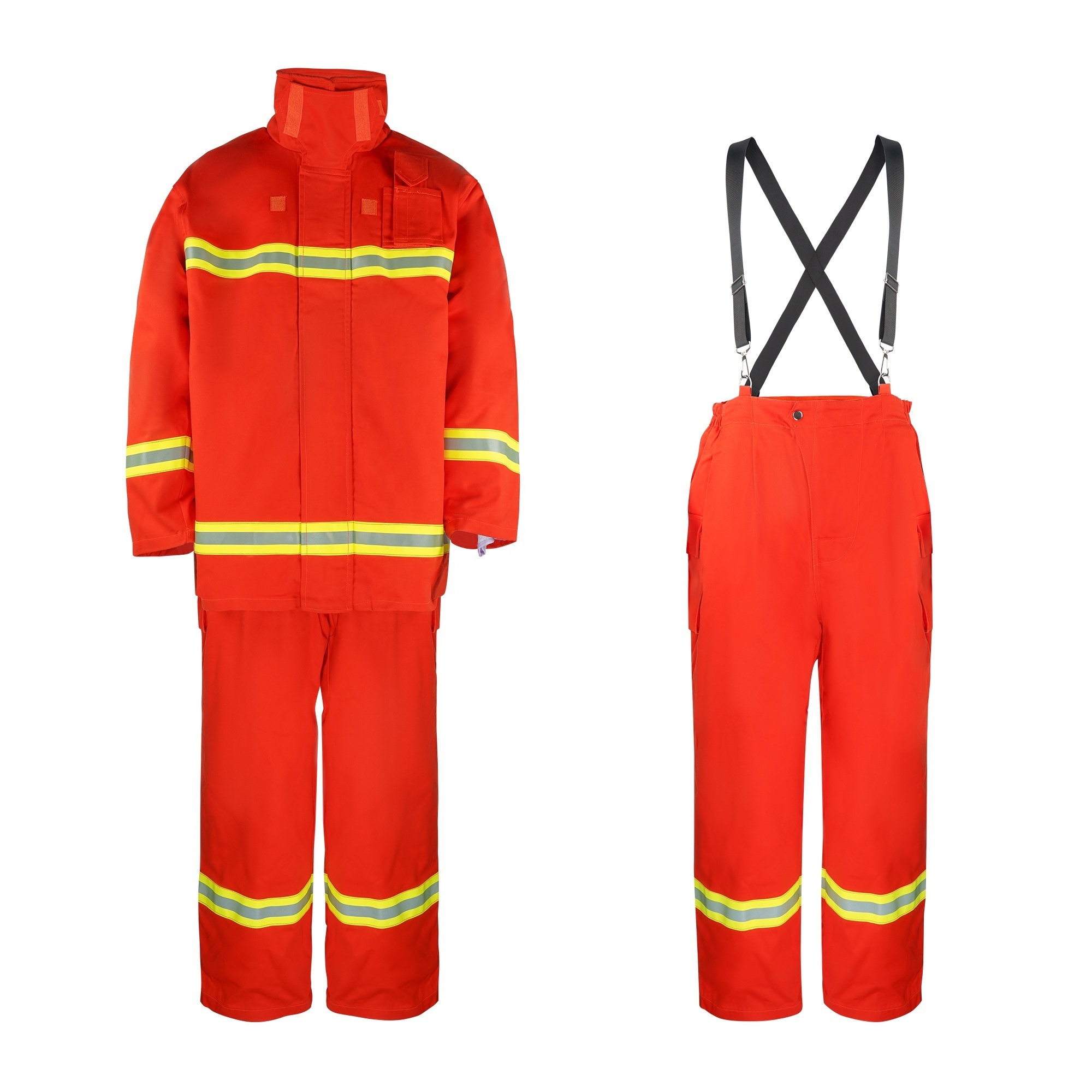 Ati-fire Factory Supply firefighter uniform China Hot sale OEM 100% Aramid Nomex 4 Layers Fire Fighter Jacket