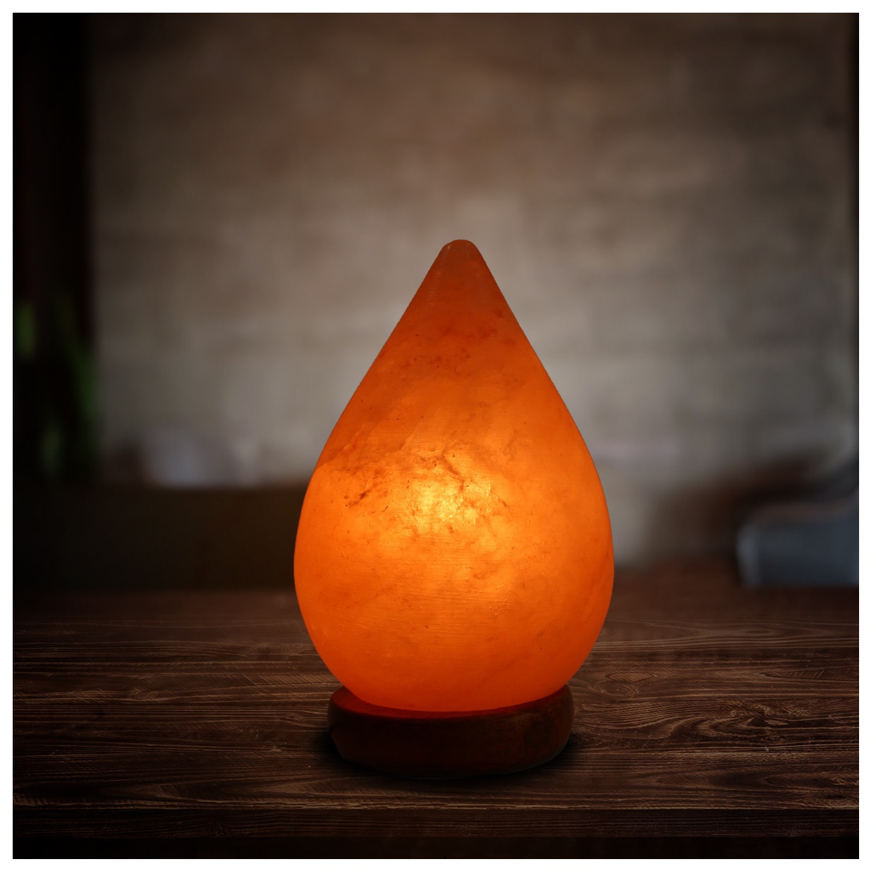 OEM wholesale Dimmer Switch 15w Bulb Wooden Base Decoration Natural Crystal Rock Stone Pink Himalayan Salt Lamps Tear Drop Shape