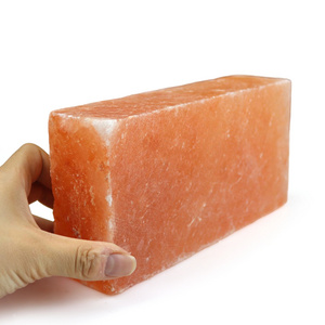 Wholesale Himalayan salt brick for salt room , cave and spa natural hand crafted rock salt tile in bulk , size : 8x4x2 inches