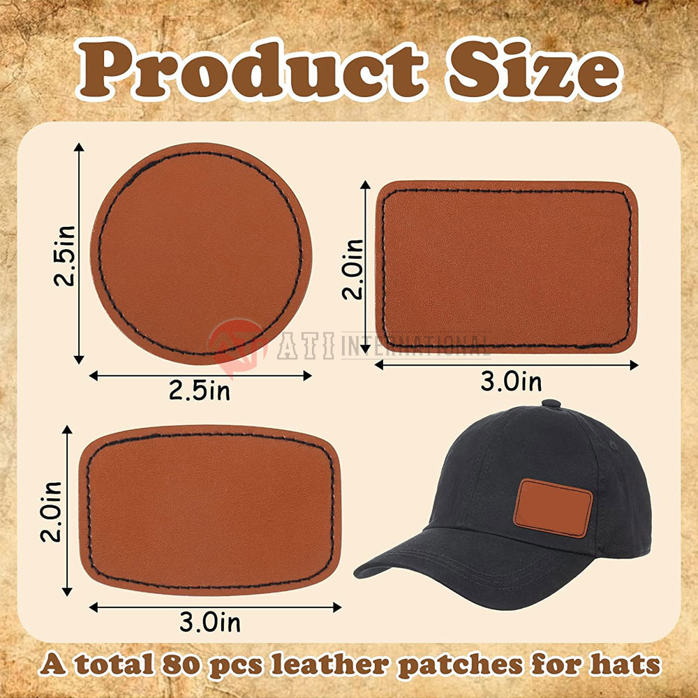 Leather Hat Patches with Adhesive Rustic Blank Leatherette Patches for Hats Custom Iron on Patches for Clothing Jackets Hats