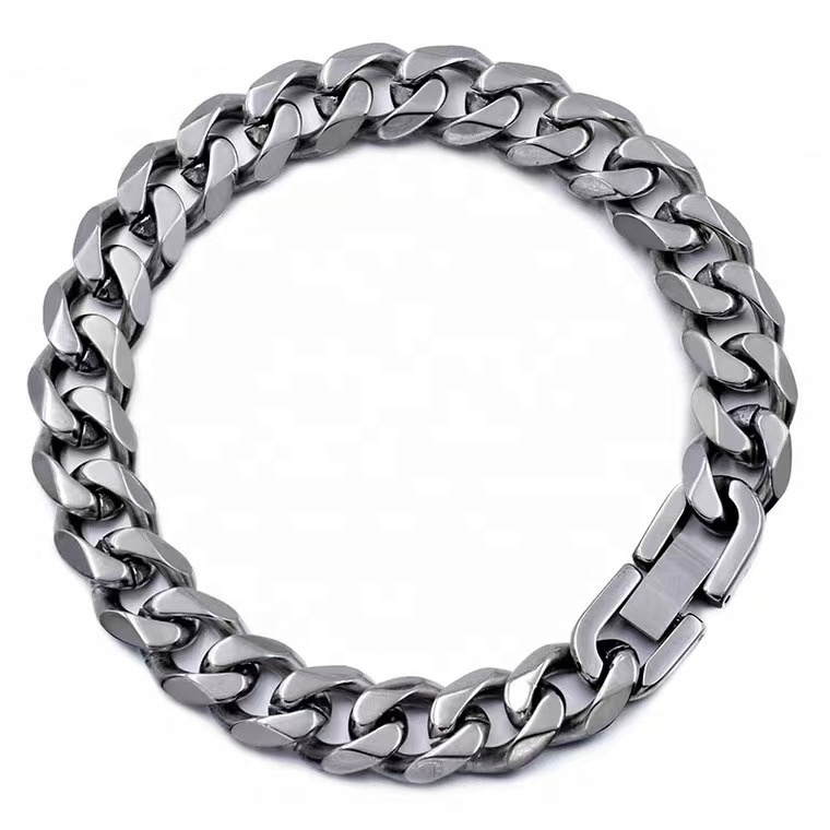 Good Titanium Steel Polished Men'S Cuban Bracelet Motorcycle Jewelry Men Streetwear Accessories Stainless Steel Bracelet Chain