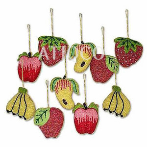 Grass Hanging Beads Fruit Ornament Decoration For X-Mas Tree Beautiful Fruits Ornament Stylish Fruit Bulk Selling FruitGlass Bea