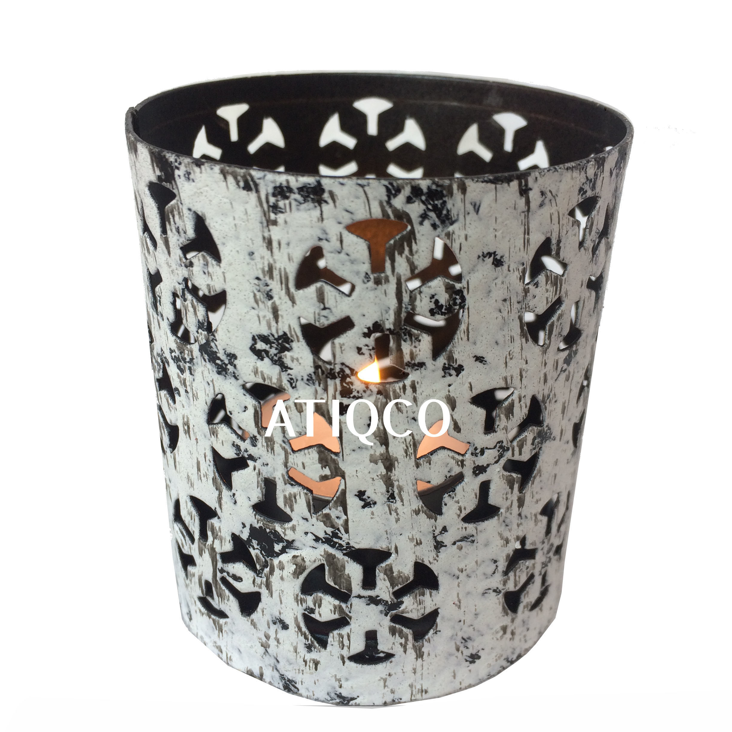 Black Fire Iron Votive Candle Holder pillar