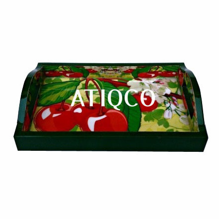 Wooden Tray Painted Multicolor Print Stylish Try High Quality Tray Modern Try Attractive Tray Best Price Selling Try