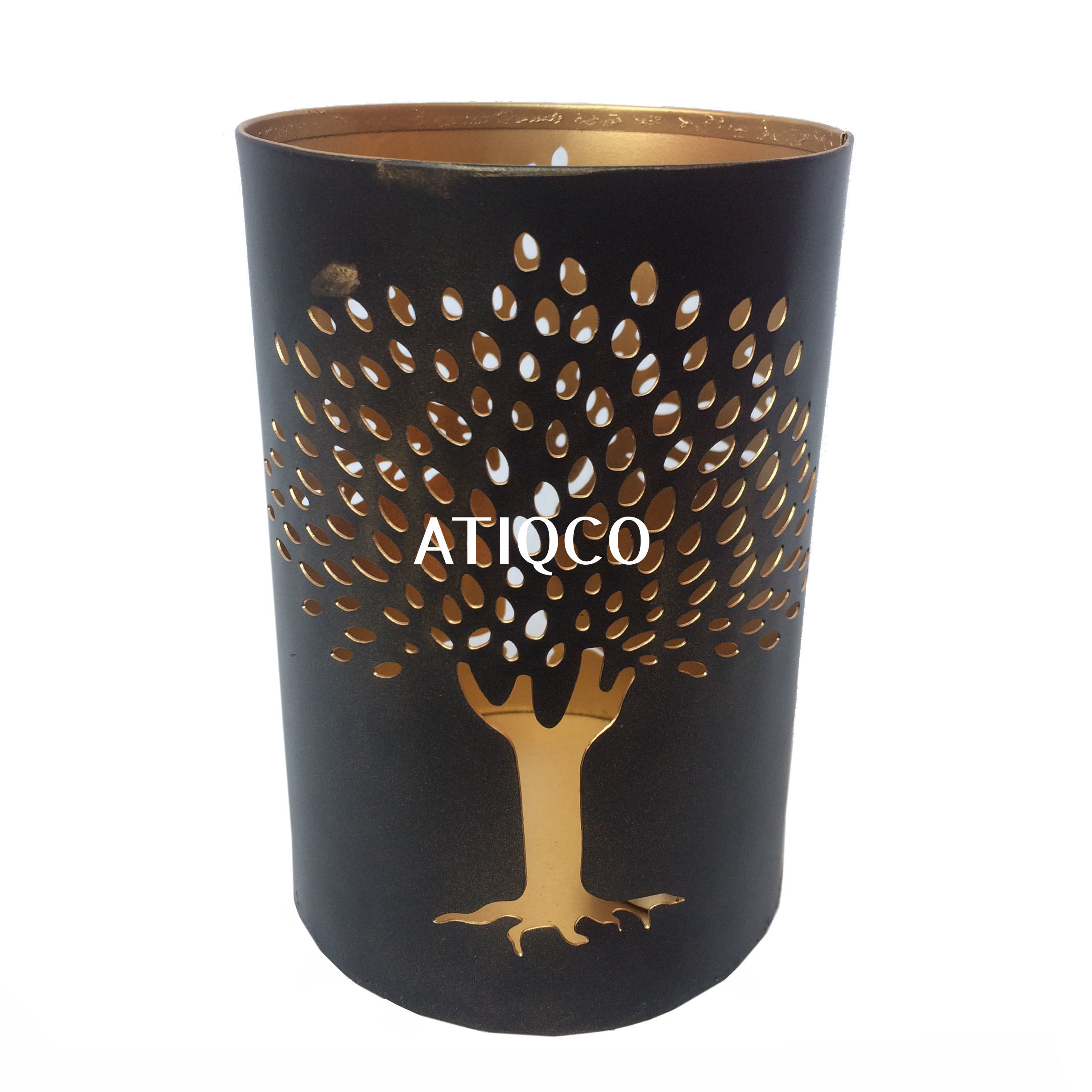 Black Gold Tree Iron Votive decorative candle holders high quality new year decoration Copper Iron Votive Pillar