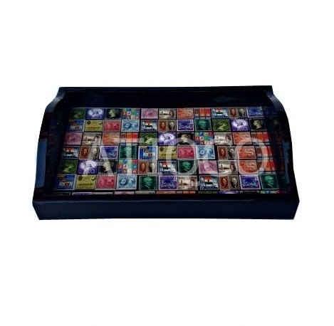 Wooden Tray Painted Multicolor Print Stylish Try High Quality Tray Modern Try Attractive Tray Best Price Selling Try