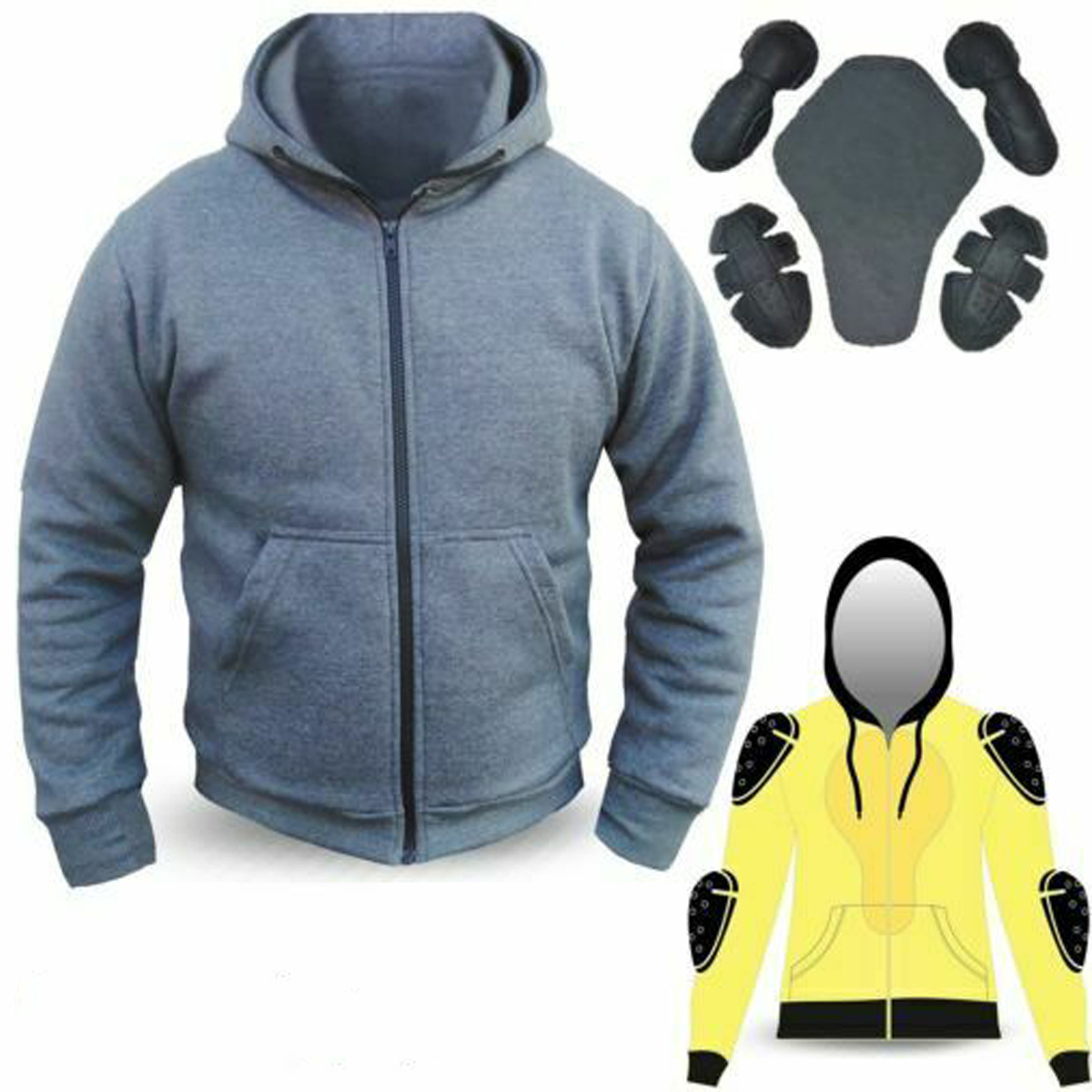 Motorcycle Hoodies Motorbike Full Protective Lining Fleece Hoodie Armor XS - 6XL Motorbike Protective Hoodie For Men Approved