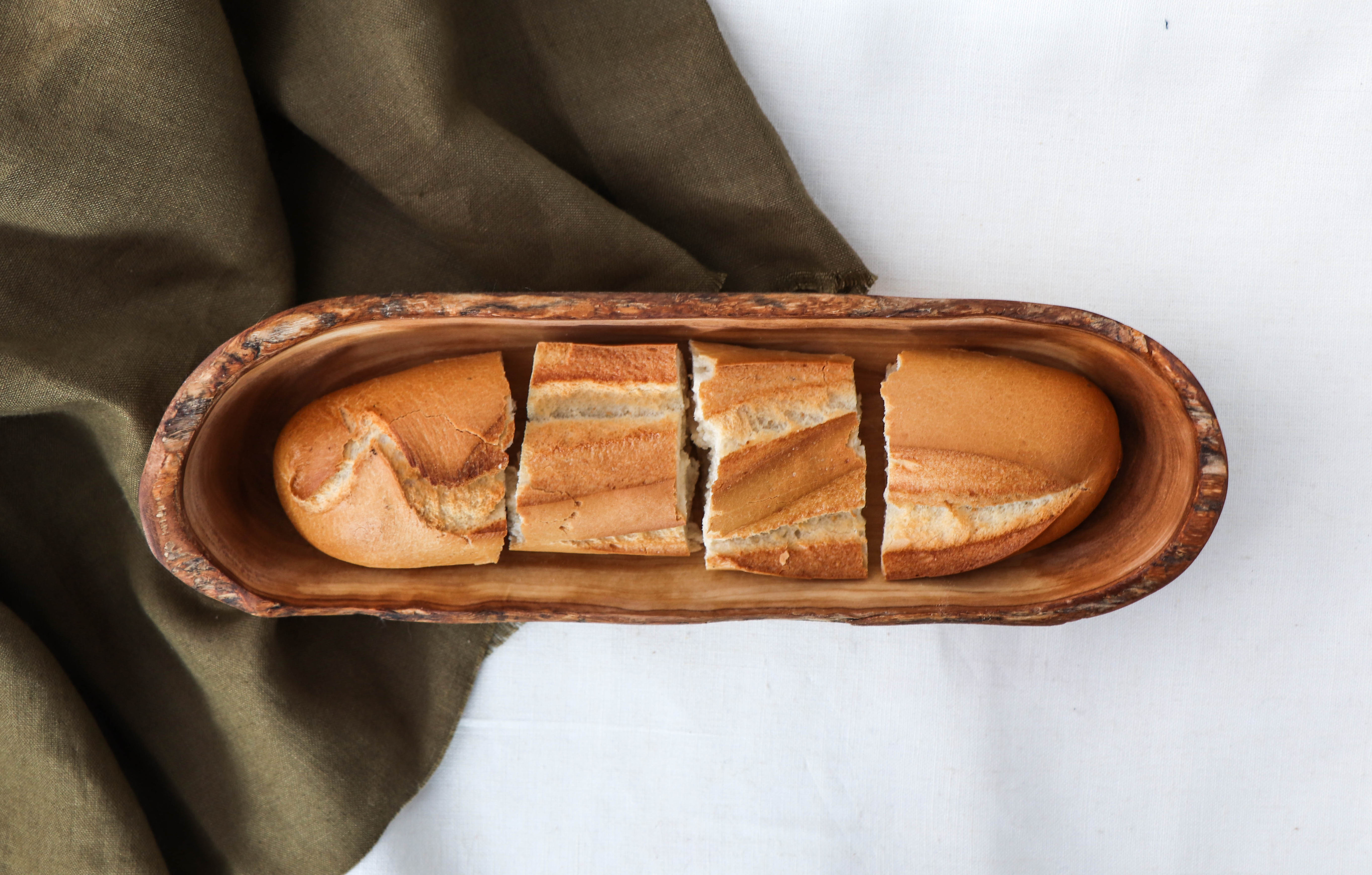 RusticWood Handcrafted Bread Basket / Nature's Touch Handmade Bread Holder / Bread Basket handmade from Olive Wood