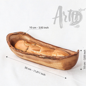 RusticWood Handcrafted Bread Basket / Nature's Touch Handmade Bread Holder / Bread Basket handmade from Olive Wood