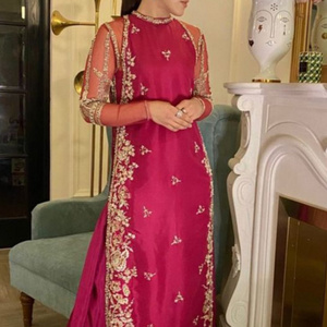 INDIAN & PAKISTANI STYLISH EMBROIDERY ON FLOOR LENGTH KURTA WITH PLAZO DRESS FOR Party-wear-dress  for Party/ Wedding=2023