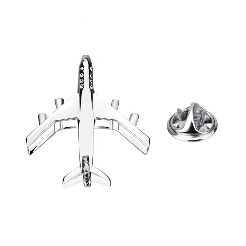 Customization Aircraft 3D Plane Model Gold Sliver Zinc Alloy Airplane Lapel Pin For Man Suit