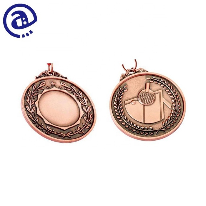 High Quality Die Cast Red Copper Award Medallion Type Custom Blank Table Tennis Competition Sports Medal