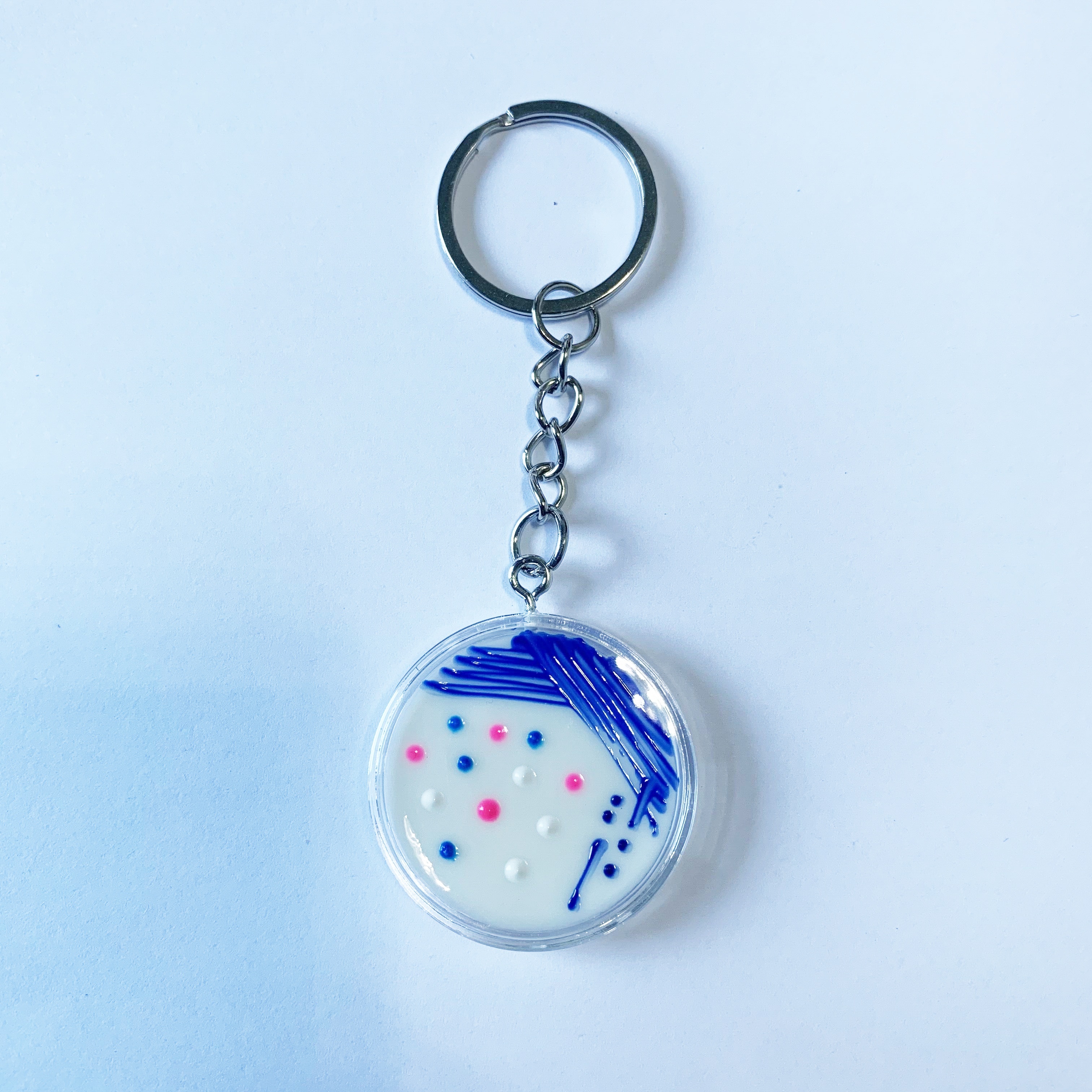 Customization Petri Dish Design 3D Paint Multi Color Handmade Hard Acrylic Resin Keychain