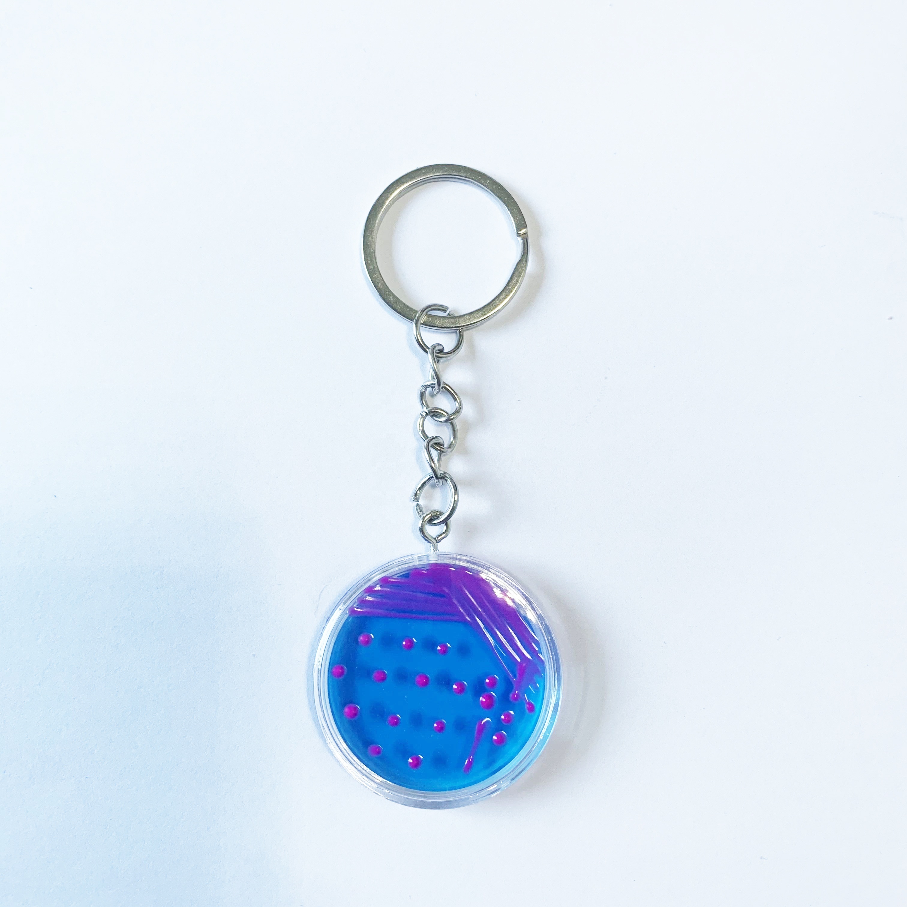 Customization Petri Dish Design 3D Paint Multi Color Handmade Hard Acrylic Resin Keychain