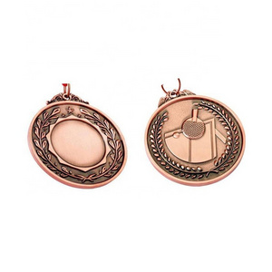 High Quality Die Cast Red Copper Award Medallion Type Custom Blank Table Tennis Competition Sports Medal