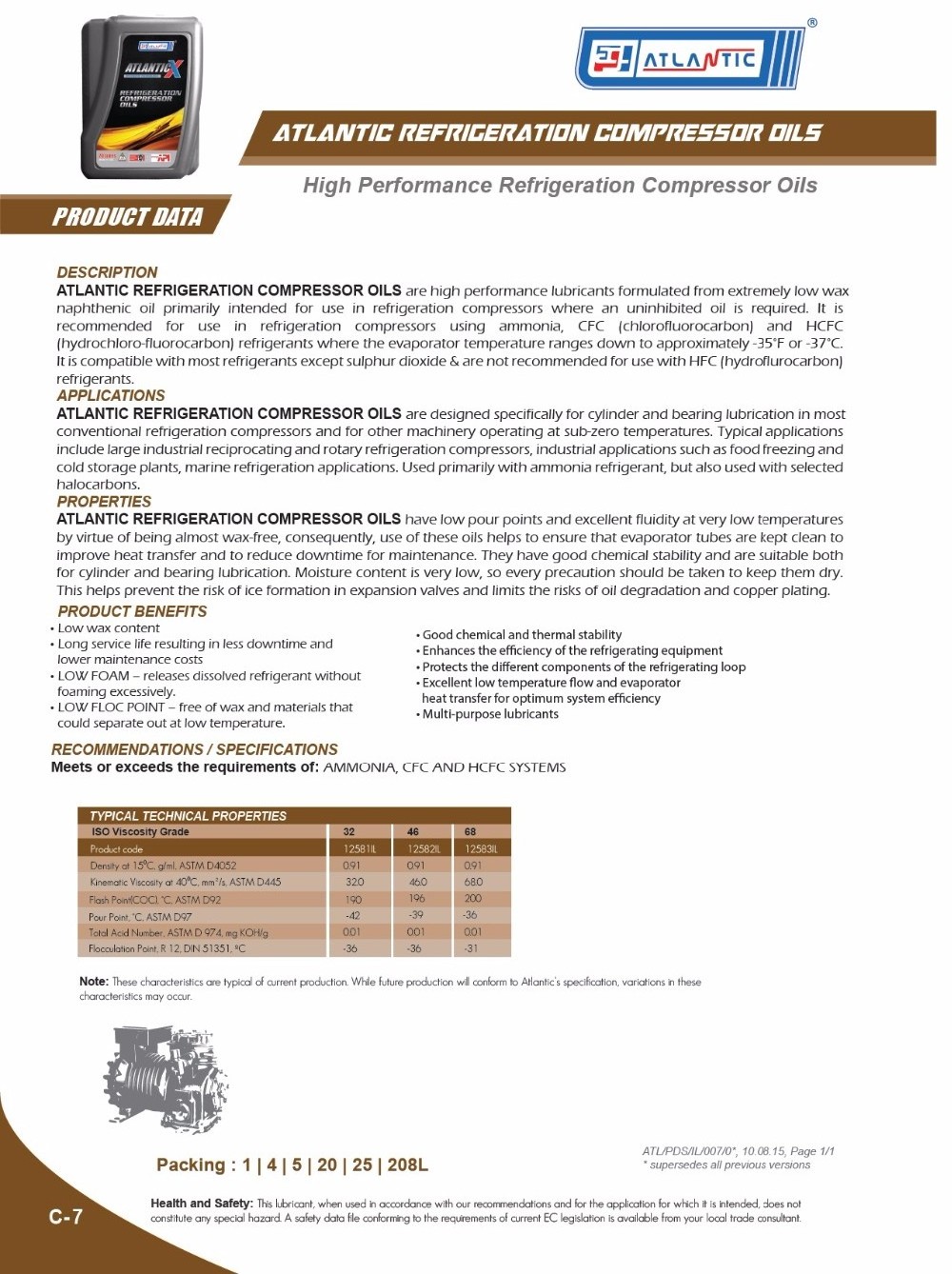 Atlantic Refrigeration Compressor Oil