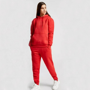 Design your own customize design women cotton high quality durable fleece jogging track suit for ladies