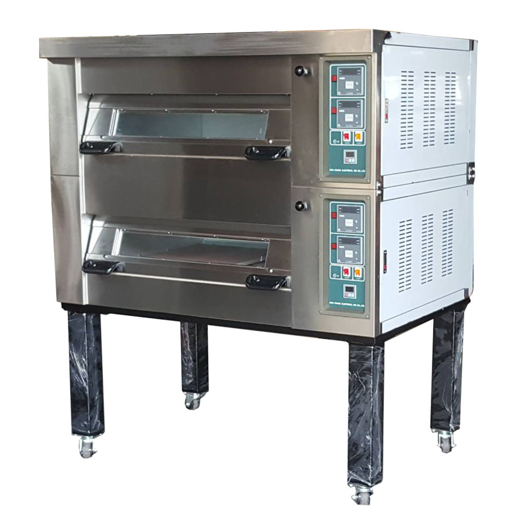 Top Quality Bread Making Machines Professional Stainless Steel Deck Baking Oven 2 Deck 4 Trays Pizza Oven Automatic Cake Ovens