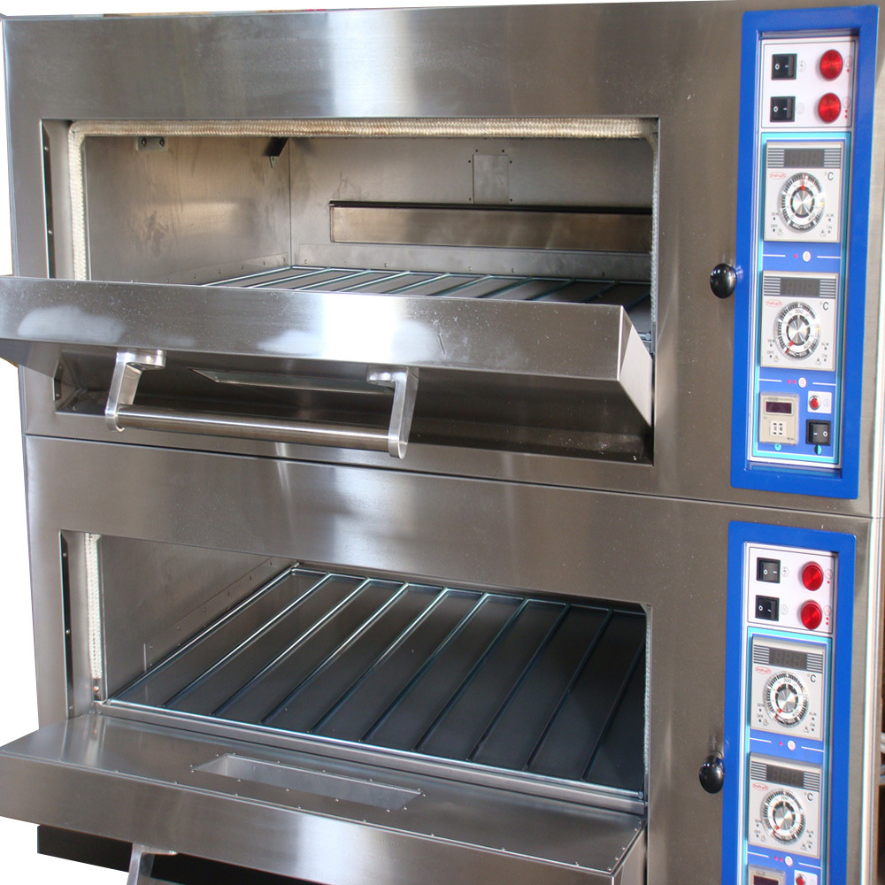 Top Quality Bread Making Machines Professional Stainless Steel Deck Baking Oven 2 Deck 4 Trays Pizza Oven Automatic Cake Ovens