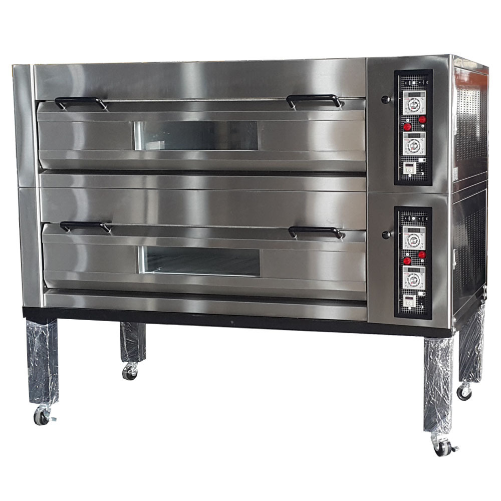 Top Quality Bread Making Machines Professional Stainless Steel Deck Baking Oven 2 Deck 4 Trays Pizza Oven Automatic Cake Ovens