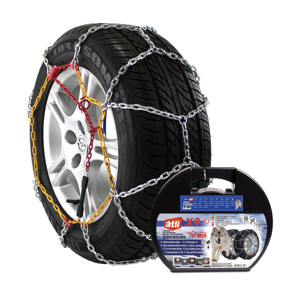 Atlichain KNS9mm snow chain steel diamond  Security Chain with EN16662-1 passenger car tire Traction snow tire chains