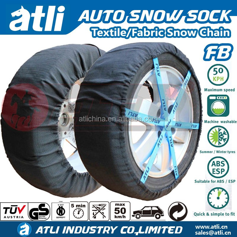 ATLI 2pcs Anti-Skid Safety Ice Mud Tires Snow Chains  Fabric Snow Chains Tire Chains For Car And Truck with EN16662-1