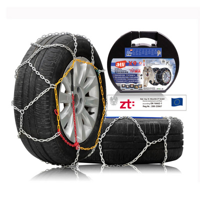 Atlichain 9mm KNS steel quick mounting diamond car tire chains with EN16662-1 Certificate