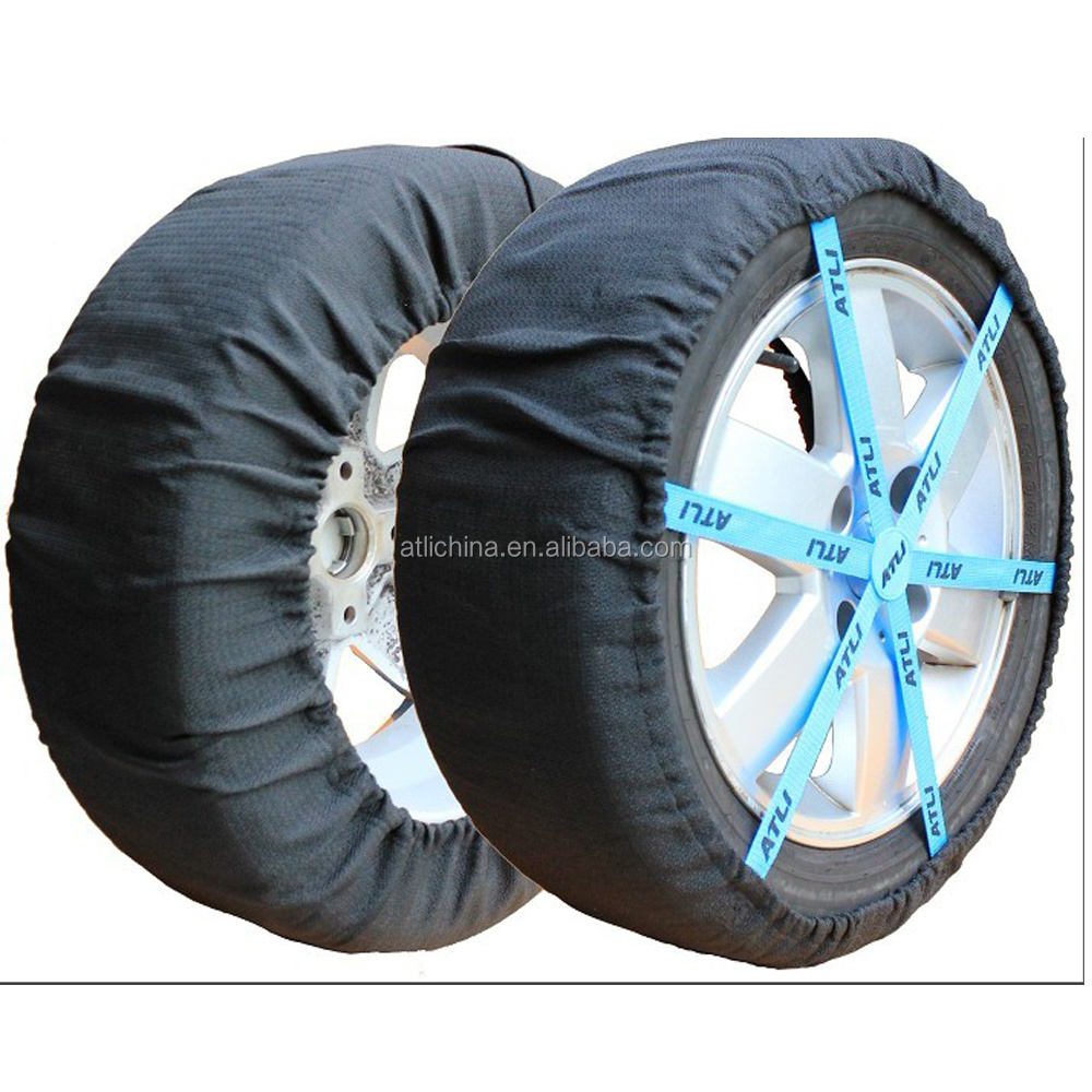 ATLI 2pcs Anti-Skid Safety Ice Mud Tires Snow Chains  Fabric Snow Chains Tire Chains For Car And Truck with EN16662-1