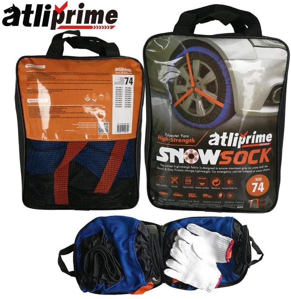 atliprime 2pcs Anti-Skid Safety Ice Mud Tires Snow Chains Auto Snow Chains Fabric Tire Chains Auto Snow Sock on Ice and Snowy Ro