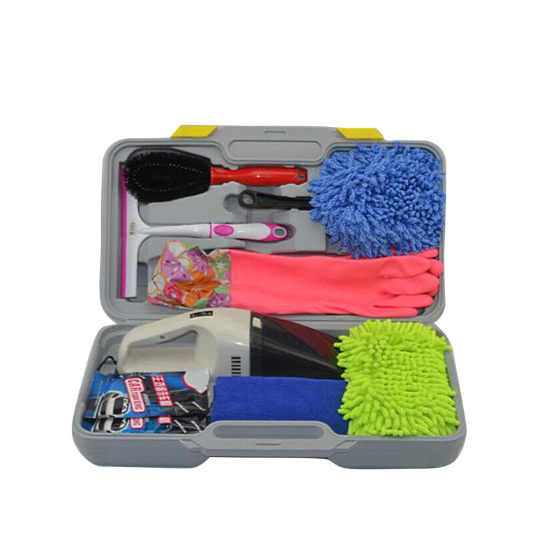 Promotion auto clean set with 11pcs car wheel brush  wash sponge and microfiber towel auto washing tool sets