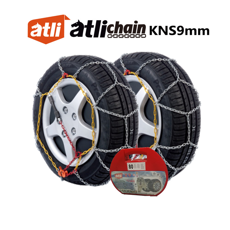 Atlichain KNS9mm snow chain steel diamond  Security Chain with EN16662-1 passenger car tire Traction snow tire chains