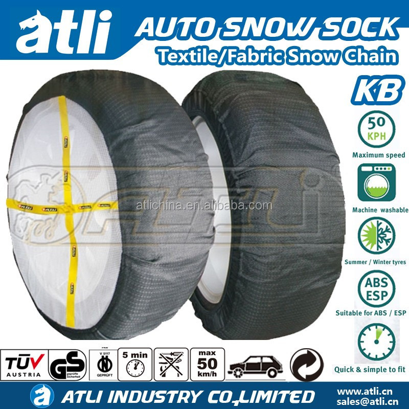 ATLI 2pcs Anti-Skid Safety Ice Mud Tires Snow Chains  Fabric Snow Chains Tire Chains For Car And Truck with EN16662-1