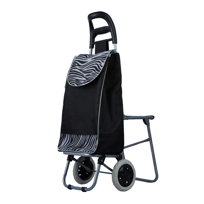 Light Weight Cheap Reusable Folding Shopping Cart Bags Trolley Shopping Folding Cart With Seat and Chair