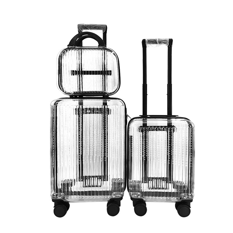 Customized New Design Suitcase Plastic Transparent Suitcase PC Material Clear Shell Luggage Suitcase