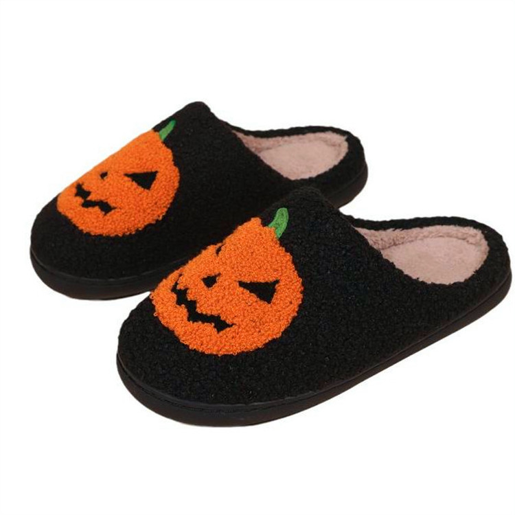 2024 new warm slippers cozy cotton Cute fluffy fuzzy plush fur soft soles Easter pumpkin ladies women indoor home slippers