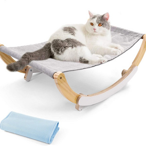 Cat Hammock Bed  Spare Blanket  Kitten or Small Puppy Dog Rocking Hammock Bed Wooden Frame Hanging Pet Bed