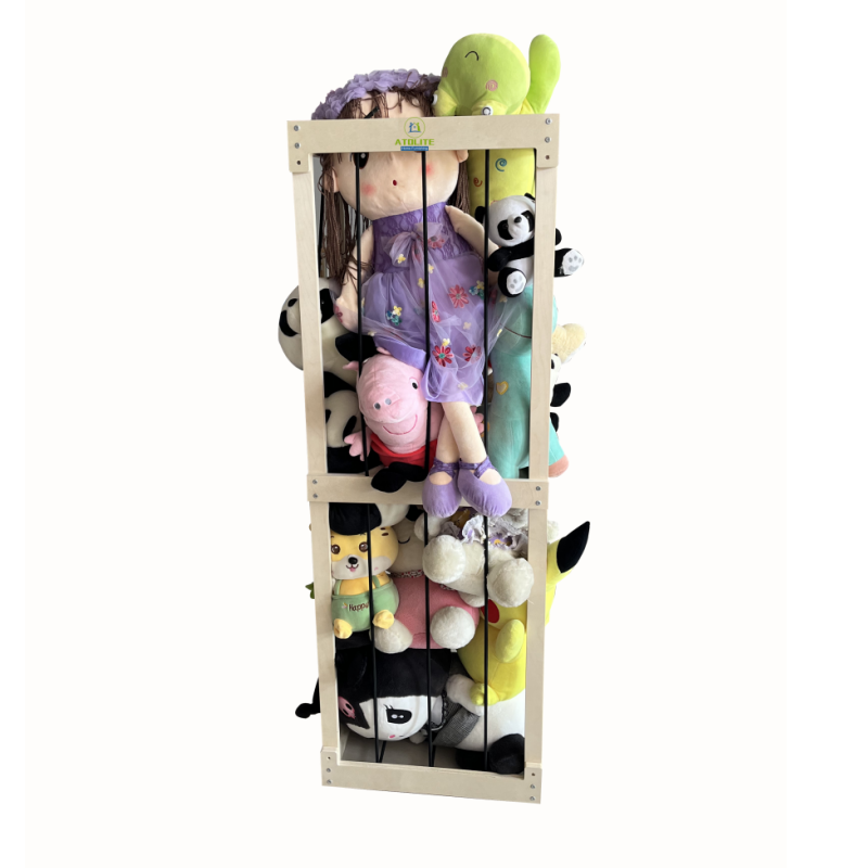 Wooden Toy Organizer Stuffed Animal Zoo Wood Soft Toy Shelf with Adjustable Length Stuffed Animal Storage Plush Toys Holder