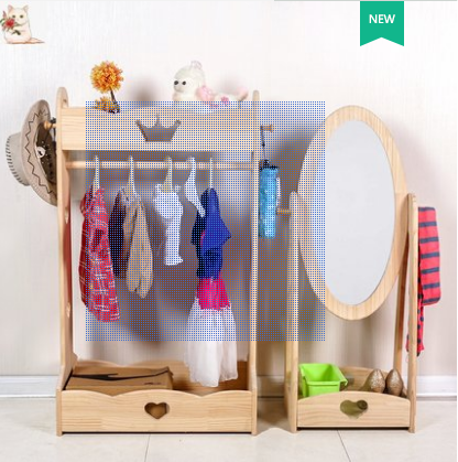 Dress Up Cubby Center   Wooden Armoire with Mirror  Clothing Rack & Side Hooks   Toy Storage and Costumes Organizer for Kids