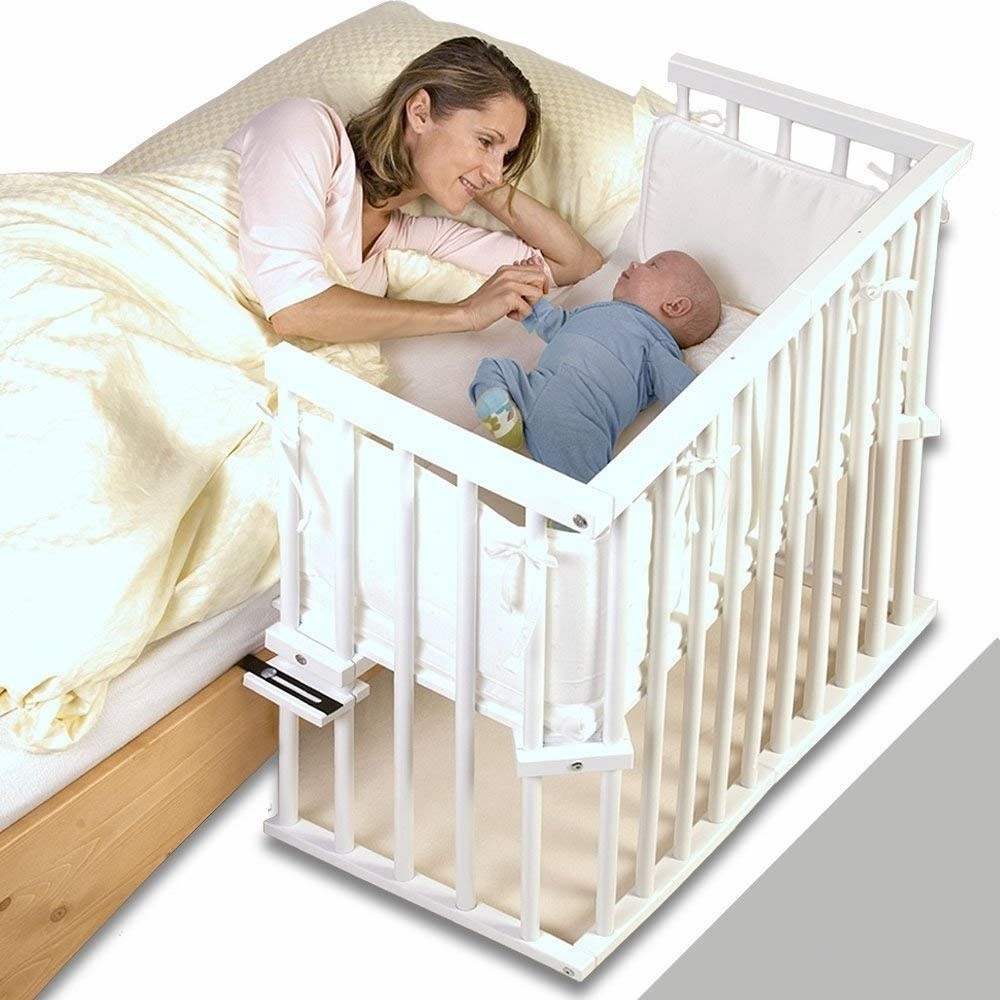 Beech Wood Adjustable Stand Cot Baby Crib Connect With Adult Bed Co-sleeper