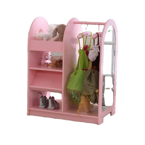 Wood Dress up Storage with Mirror  Toddler Armoire Dresser  Costume Closet for Kids  Pretend Storage Closet