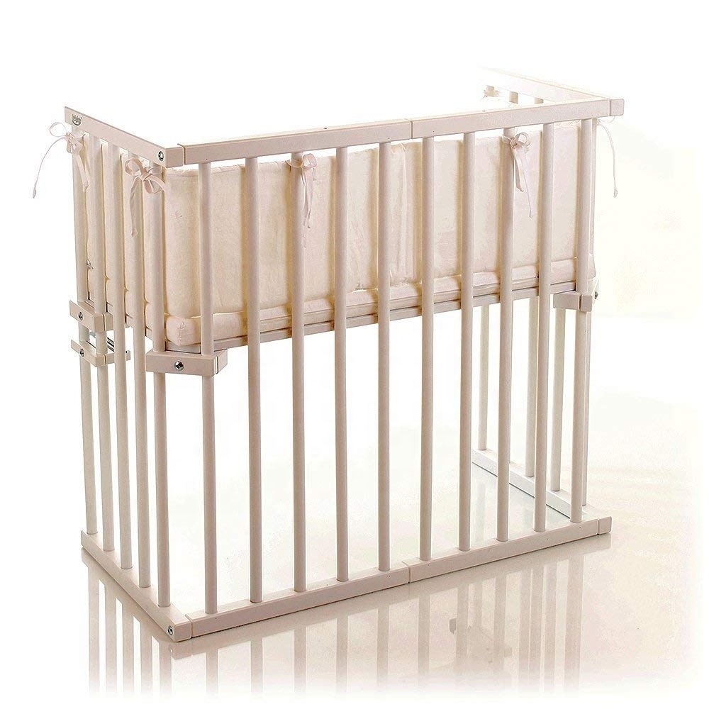 Beech Wood Adjustable Stand Cot Baby Crib Connect With Adult Bed Co-sleeper