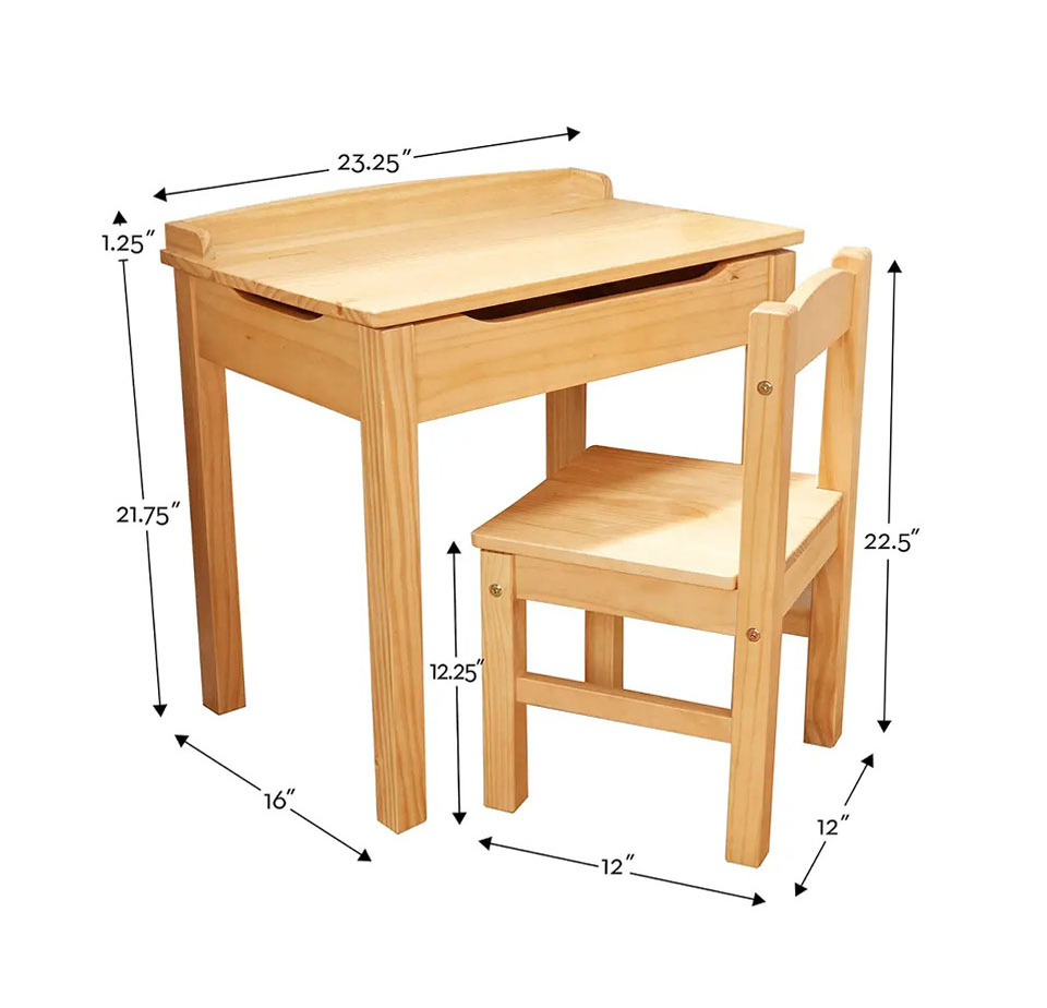 Kids Learning Solid Wood Table and Chair with Storage Wooden Nature Color Kids Study Table Set Children Study Desk And Chair