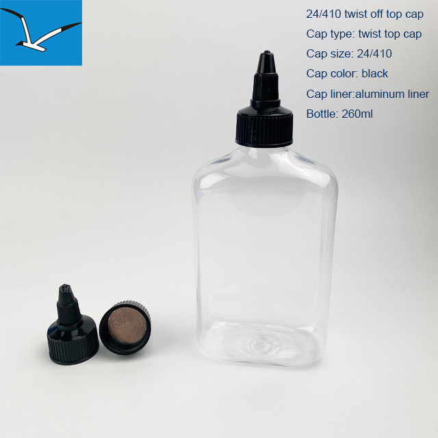 EU FOOD Grade tested 24 410 black twist top cap with aluminum induction liner for honey bottle