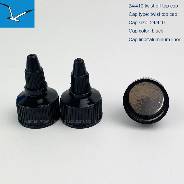 EU FOOD Grade tested 24 410 black twist top cap with aluminum induction liner for honey bottle