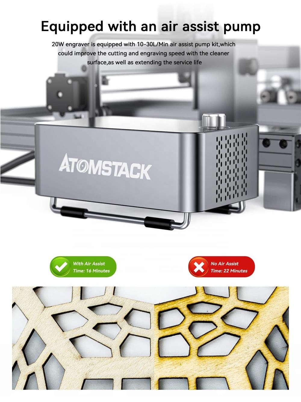 Atomstack X20 S20 Pro130W CNC Machine With Air Assisted Wifi Control Wood Leather Cut Metal Glass Granite Laser Carving Machine