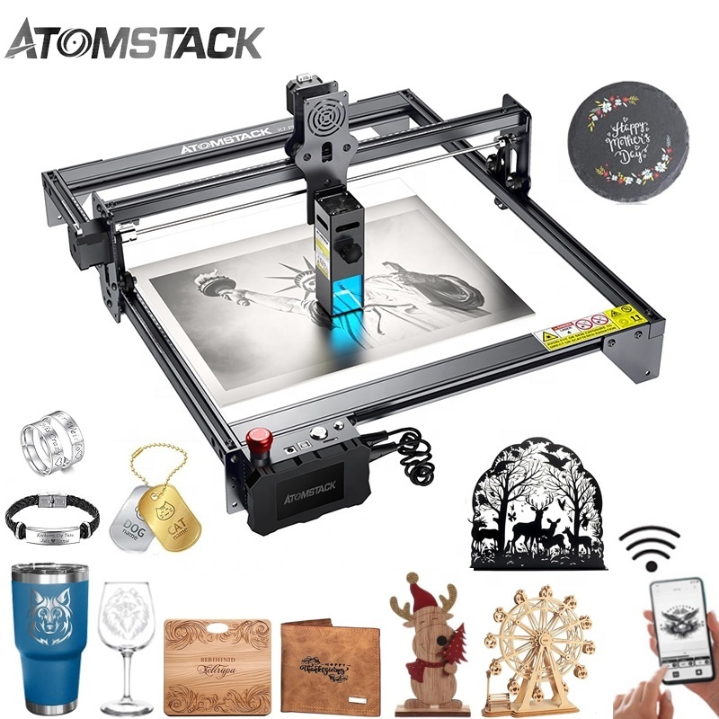 ATOMSTACK X7 S10 Pro 50W Small Diode Laser Stamp Cutting DIY CNC Metal Jewelry Stamp Granite Stone Wood Laser Engraver Machine