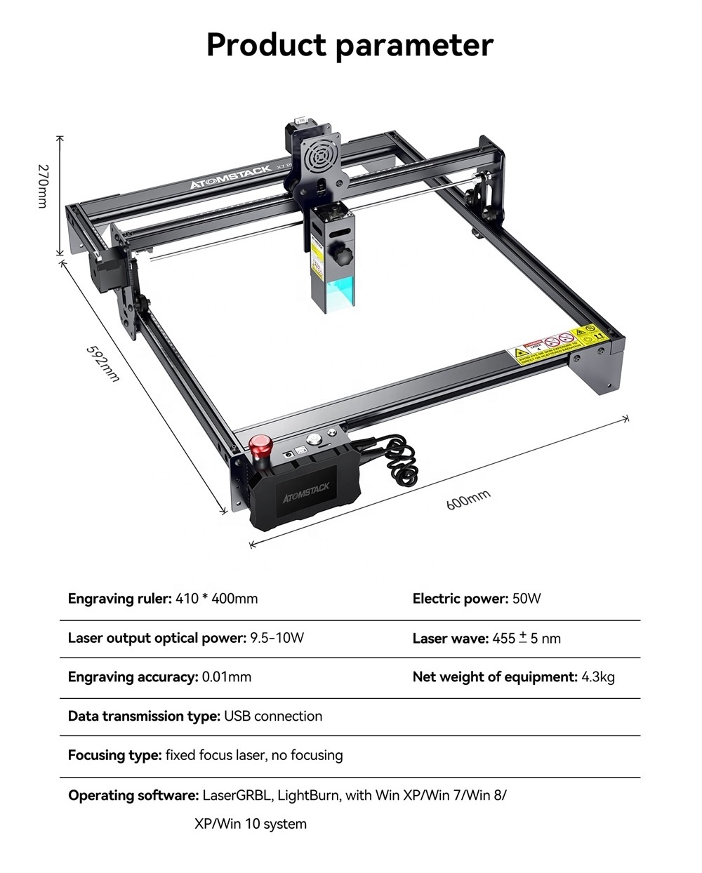 ATOMSTACK X7 S10 Pro 50W Small Diode Laser Stamp Cutting DIY CNC Metal Jewelry Stamp Granite Stone Wood Laser Engraver Machine