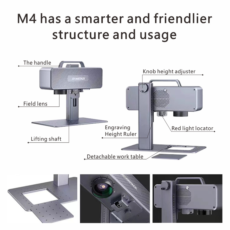 ATOMSTACK M4 Fiber Laser Engraver 12000mm/S Fast Speed Portable Desktop Handheld 2-in-1 Industrial Grade Laser Marking Machine