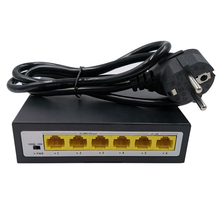 Cheaper Price CCTV POE Switch 100Mbps 4 Port POE 15.4W 2 Port Uplink POE Switch 4+2  for IP camera