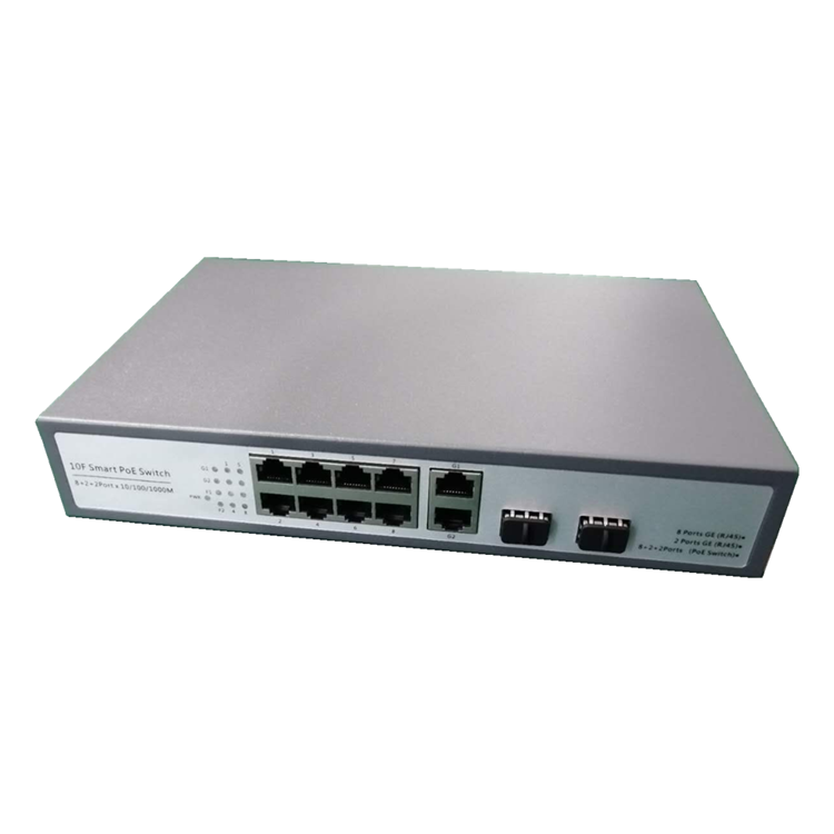 Gigabit 8 port Ethernet RJ45 POE  and 2*1000M UPLINK 2*1000M SFP Ring fiber optical switch